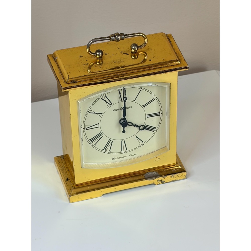 Howard Miller Brass Carriage Clock With Westminster Chime, As-Is